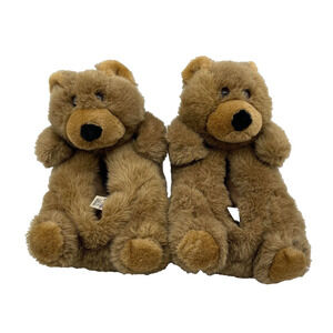 Love Mates Brown Bear Furry Animal Warm Slippers Womens Size L(8-10)